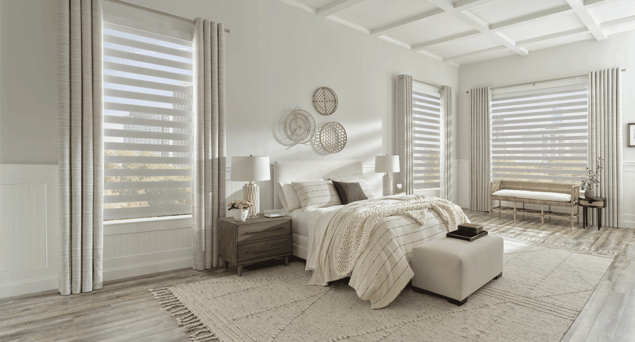 Designer Banded Shades installed window treatment