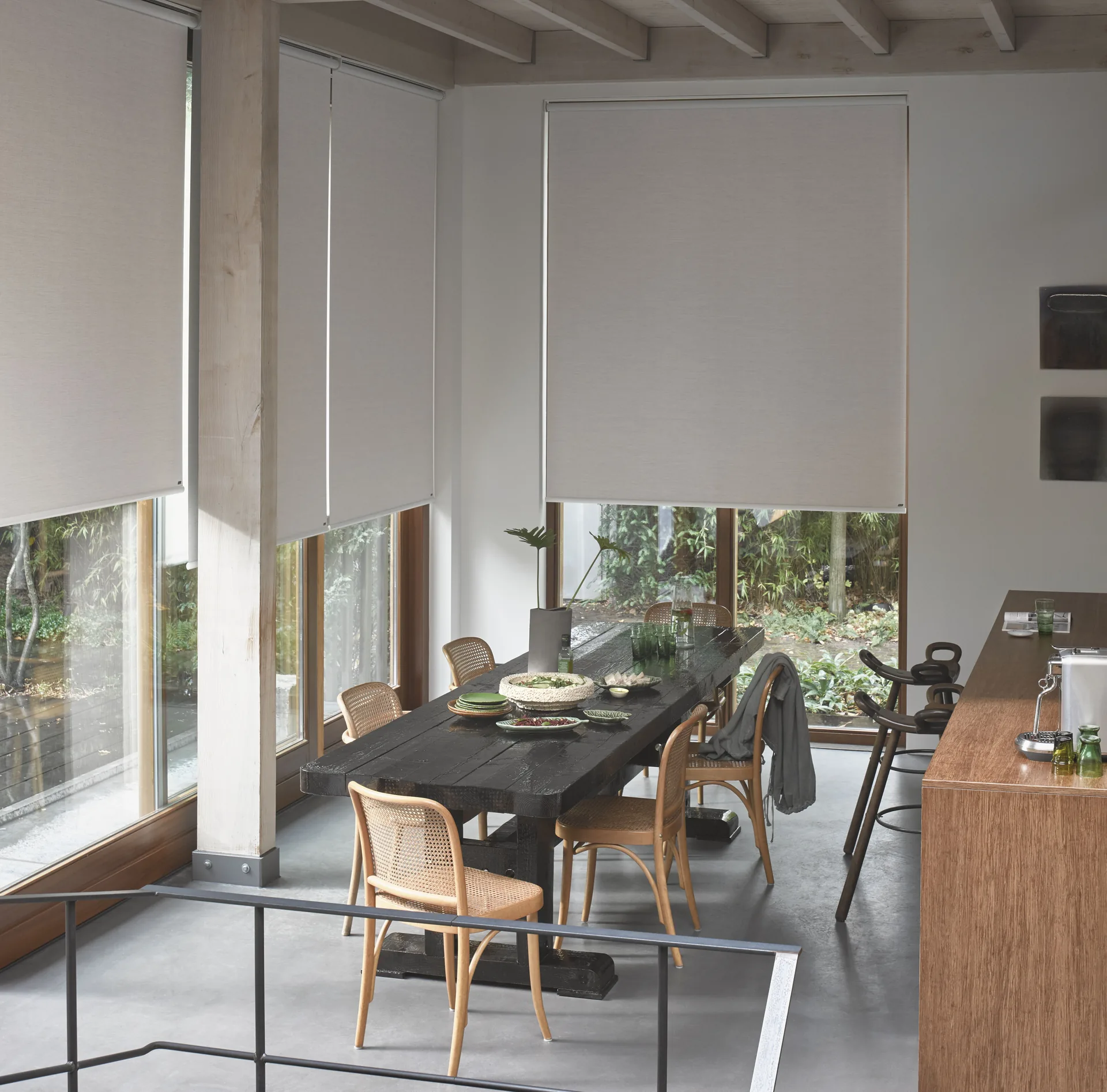 Designer Roller Shades installed window treatment