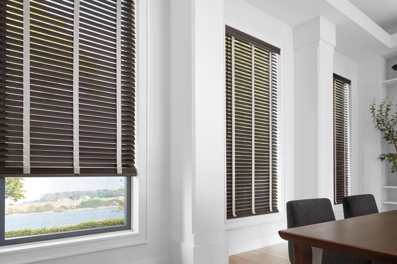 Blinds window treatments in a refined Boulder home