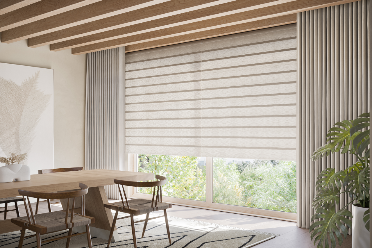 Vignette® Modern Roman Shades installed window treatment